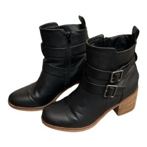 MIA From Buckle Black Leather Ankle Boots Women’s Size 7.5